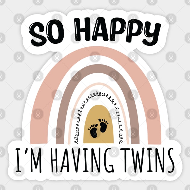 So Happy I Have Twins Cute Rainbow / Funny So Happy That I Have Twins Sticker by WassilArt